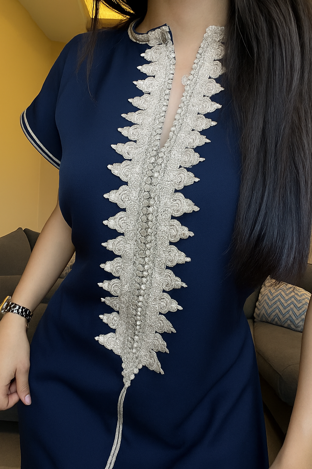 ✨ Elegance in Midnight Blue – Princess El Kahina Haute Couture Caftan