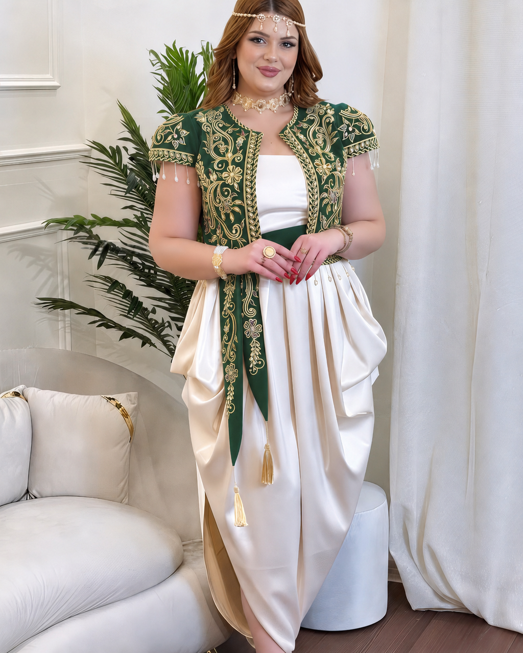 Gallila Modern Emerald & Ivory – Algerian Elegance Reimagined ✨