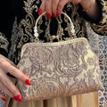 ✨ Shimmering Pink Sand Brocade Bag – Luminous Elegance ✨