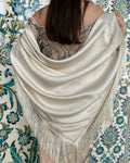 Off-white satin shawl