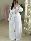 ✨ White Kamkha Elegance Kaftan – Oriental Refinement & Feminine Allure