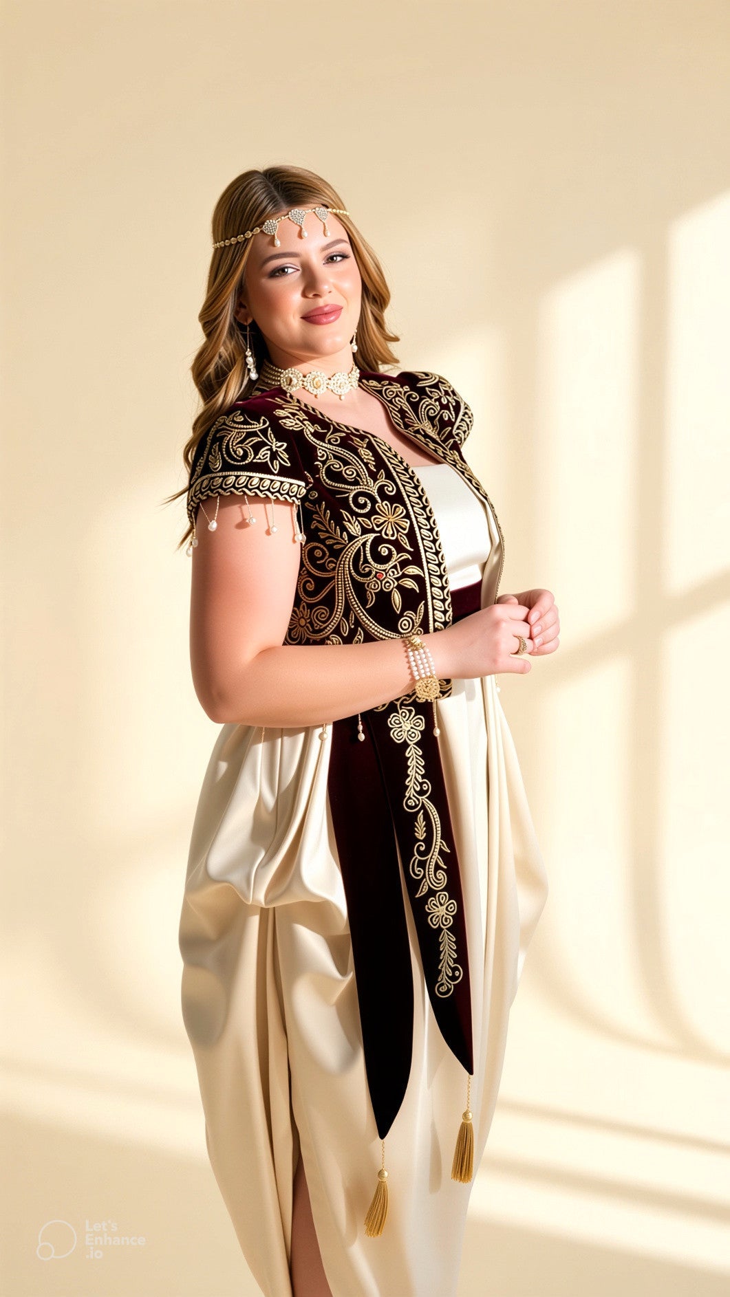 Gallila Modern Bordeaux & Ivory – Algerian Elegance Reimagined ✨