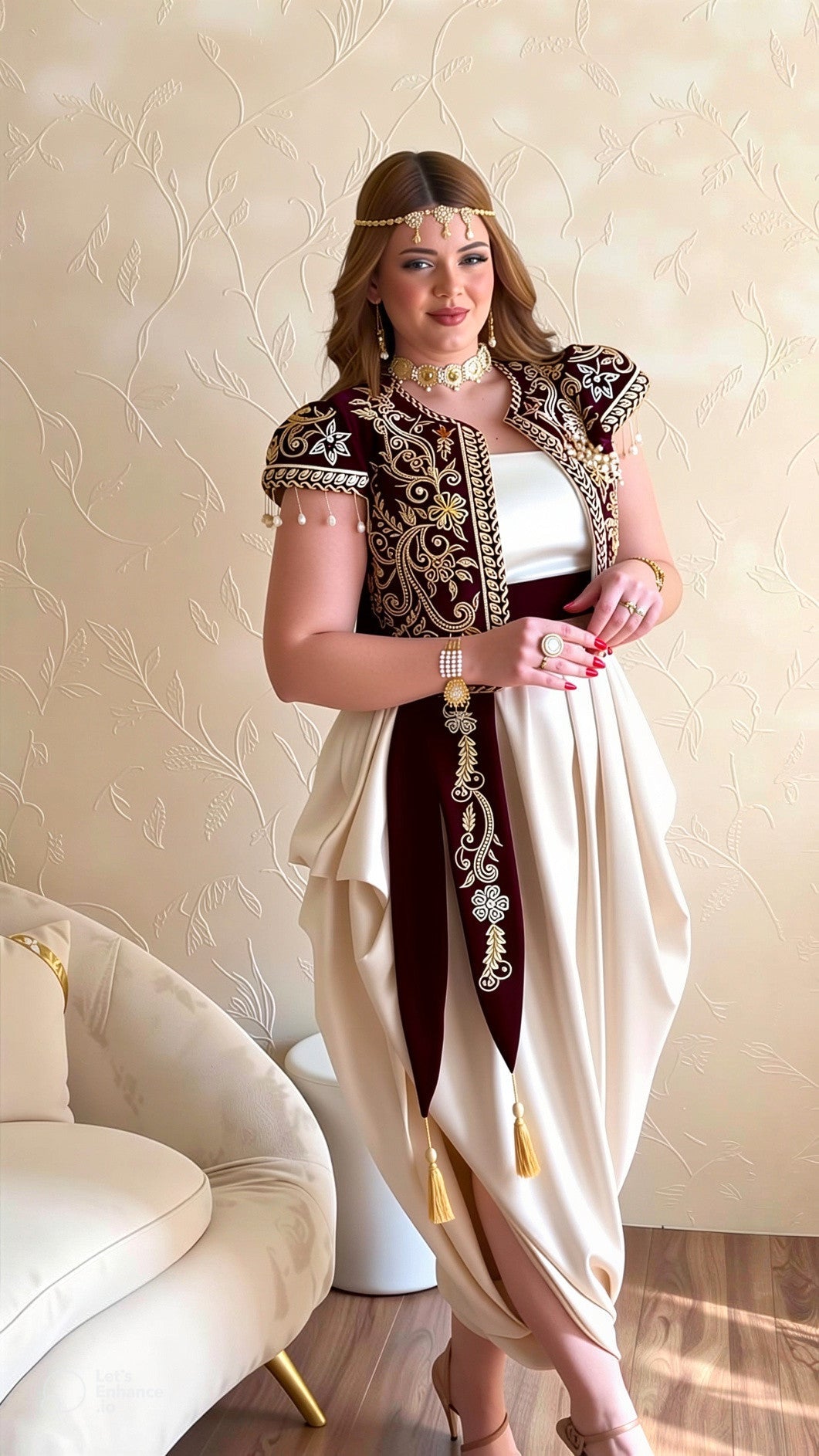 Gallila Modern Bordeaux & Ivory – Algerian Elegance Reimagined ✨