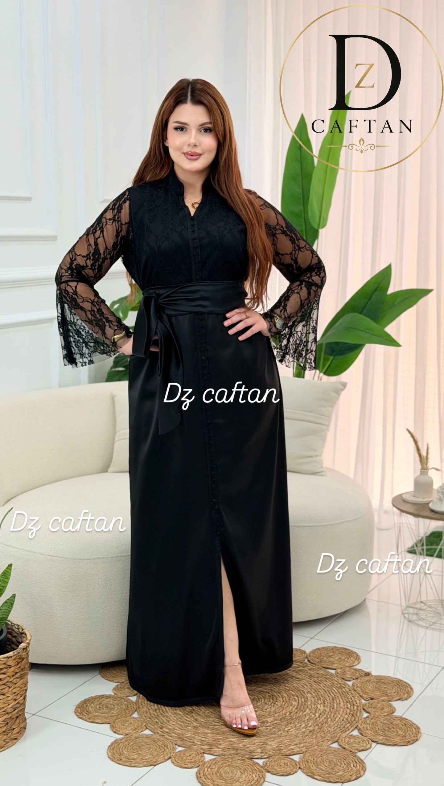 CAFTAN NOIR – SATIN & DENTELLE