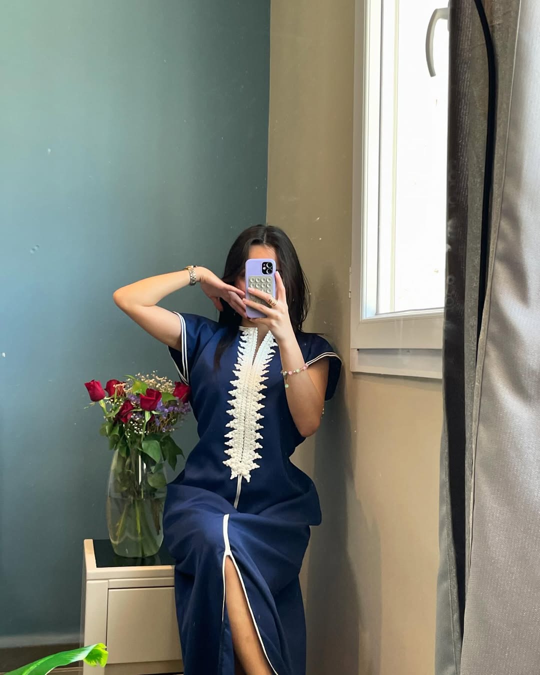 ✨ Elegance in Midnight Blue – Princess El Kahina Haute Couture Caftan