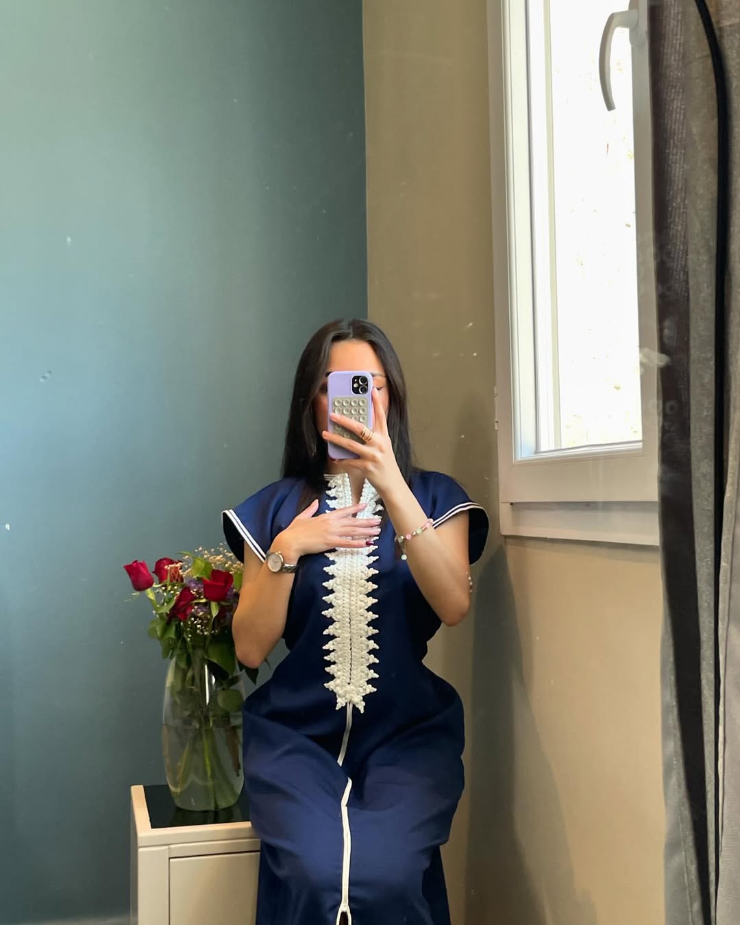 ✨ Elegance in Midnight Blue – Princess El Kahina Haute Couture Caftan