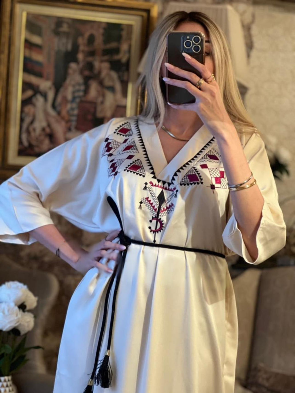 Elegant Ivory Kabyle Dress – Tradition & Modernity Combined