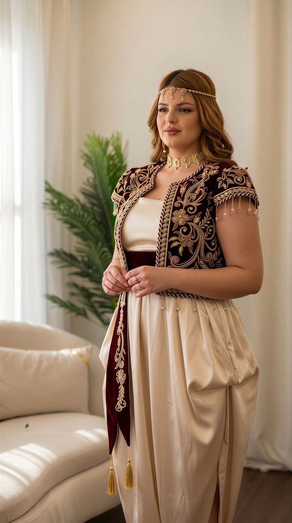 Gallila Modern Bordeaux & Ivory – Algerian Elegance Reimagined ✨