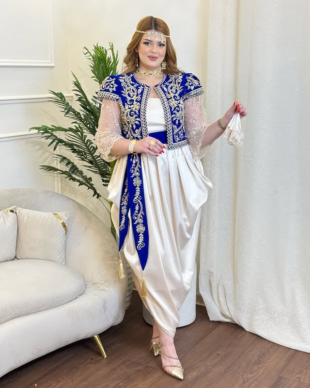 Gallila Modern Royal Blue & Ivory – Algerian Elegance Reimagined ✨