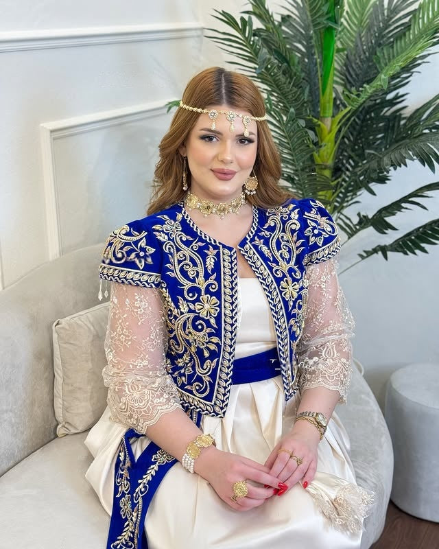 Gallila Modern Royal Blue & Ivory – Algerian Elegance Reimagined ✨